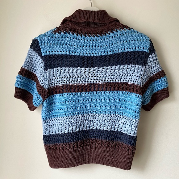 Zara crochet short sleeve striped top - Picture 9 of 12